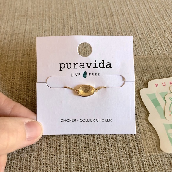 Pura Vida Clear Quartz Charm Choker and stickers - Picture 2 of 2